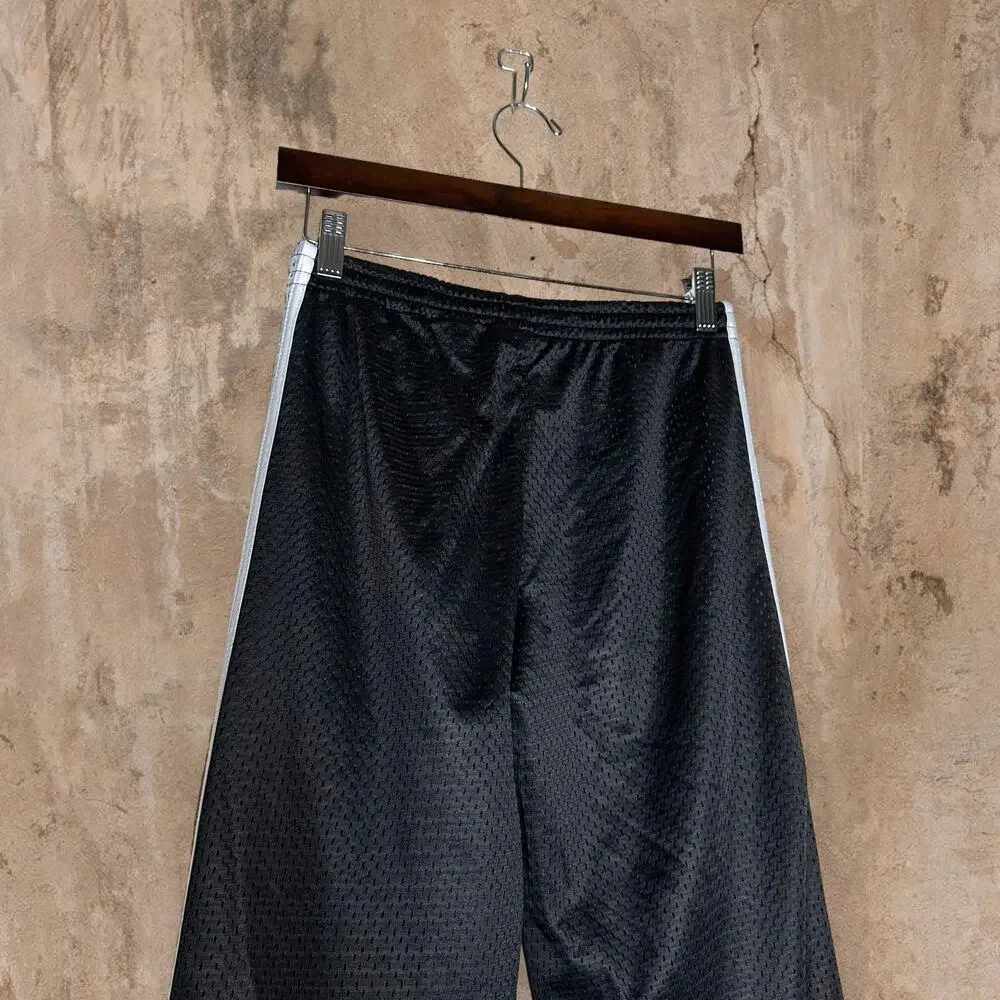 Vintage 90s Converse Sweatpants 28x28 Relaxed Fit Jet Black Polyester Mesh Grey